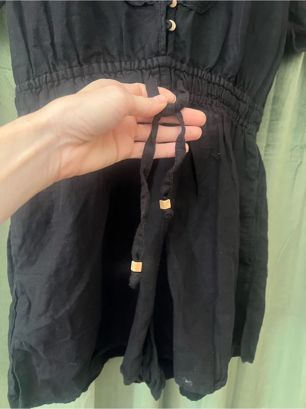Zara Black Short Sleeve Button-Front linen Romper size Medium